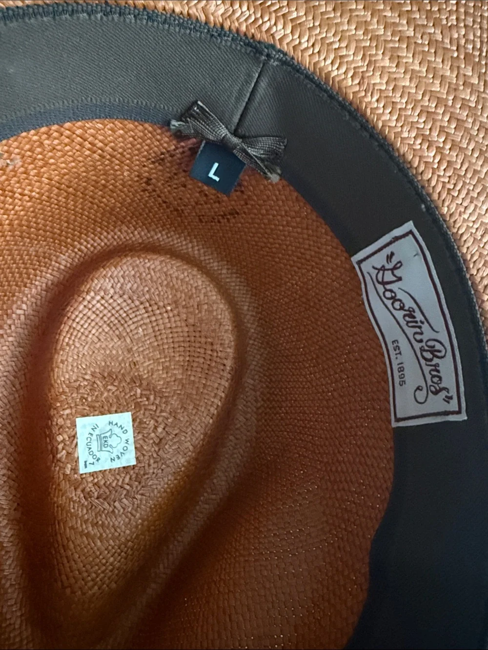 Goorin Bros Brown/Orange Straw Fedora with Gray Band